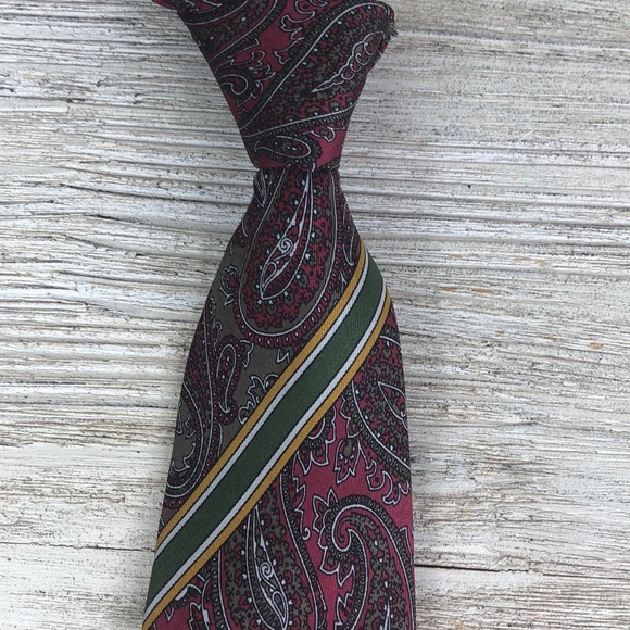 Vintage Gucci Maroon Gray Skinny Silk Tie Italy - Picture 6 of 8
